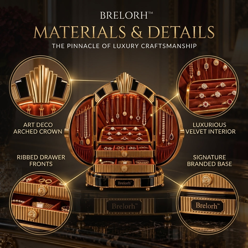 Brelorh™ Aurelia Sunburst Burgundy Round Jewelry Cabinet — image 4