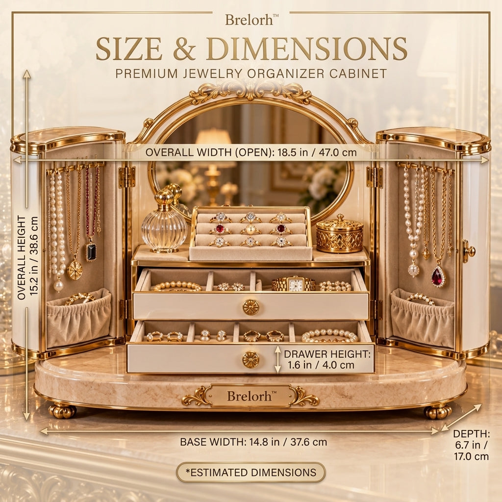 Brelorh™ Seraphine Ivory Mirror Tabletop Jewelry Cabinet — image 2