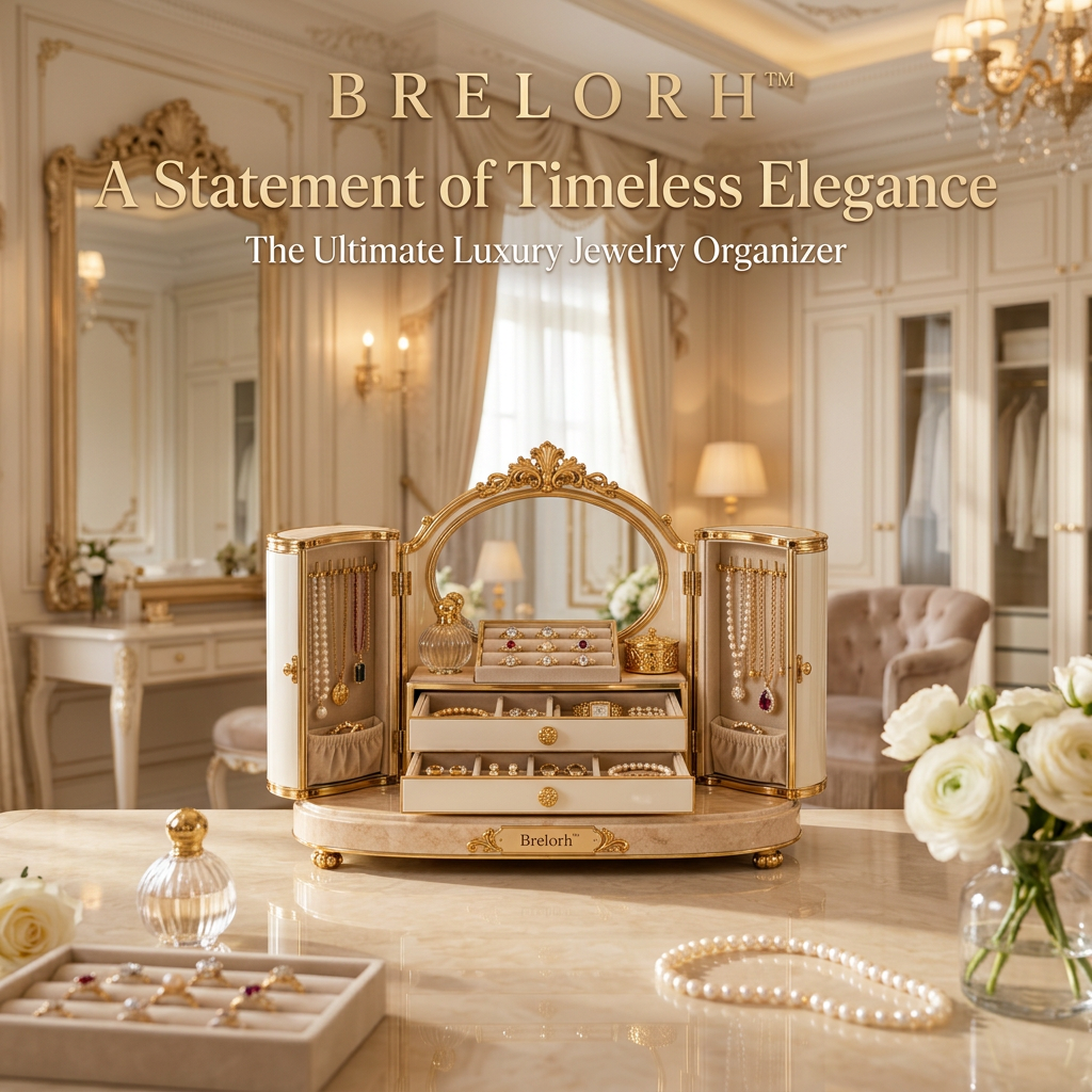 Brelorh™ Seraphine Ivory Mirror Tabletop Jewelry Cabinet — image 5