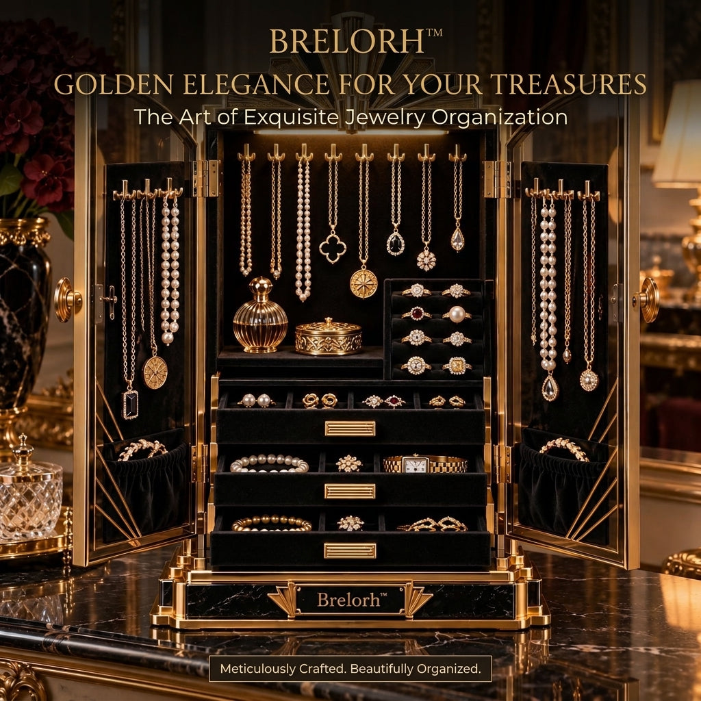 Brelorh™ Nocturne Black Art Deco Jewelry Cabinet — image 1