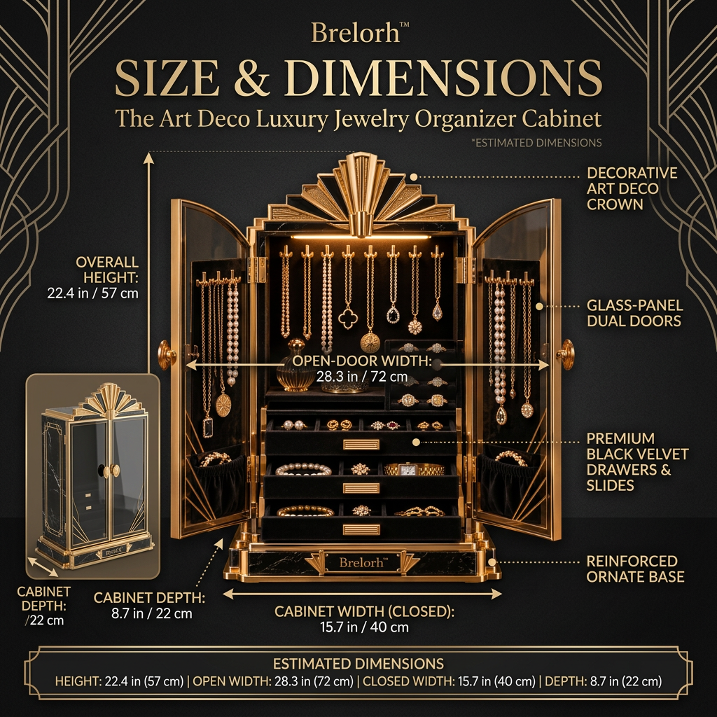 Brelorh™ Nocturne Black Art Deco Jewelry Cabinet — image 2