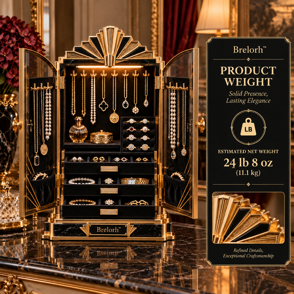 Brelorh™ Nocturne Black Art Deco Jewelry Cabinet — image 3