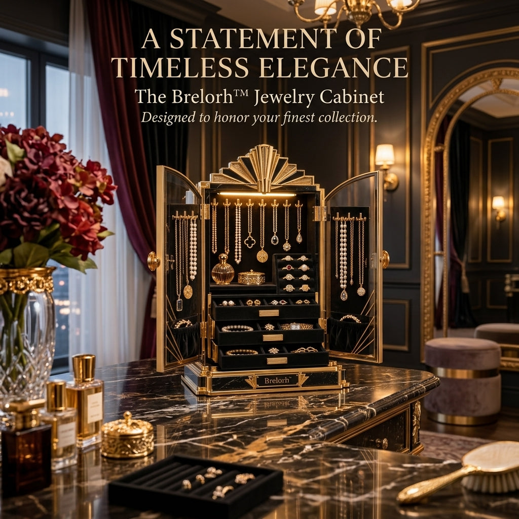 Brelorh™ Nocturne Black Art Deco Jewelry Cabinet — image 5