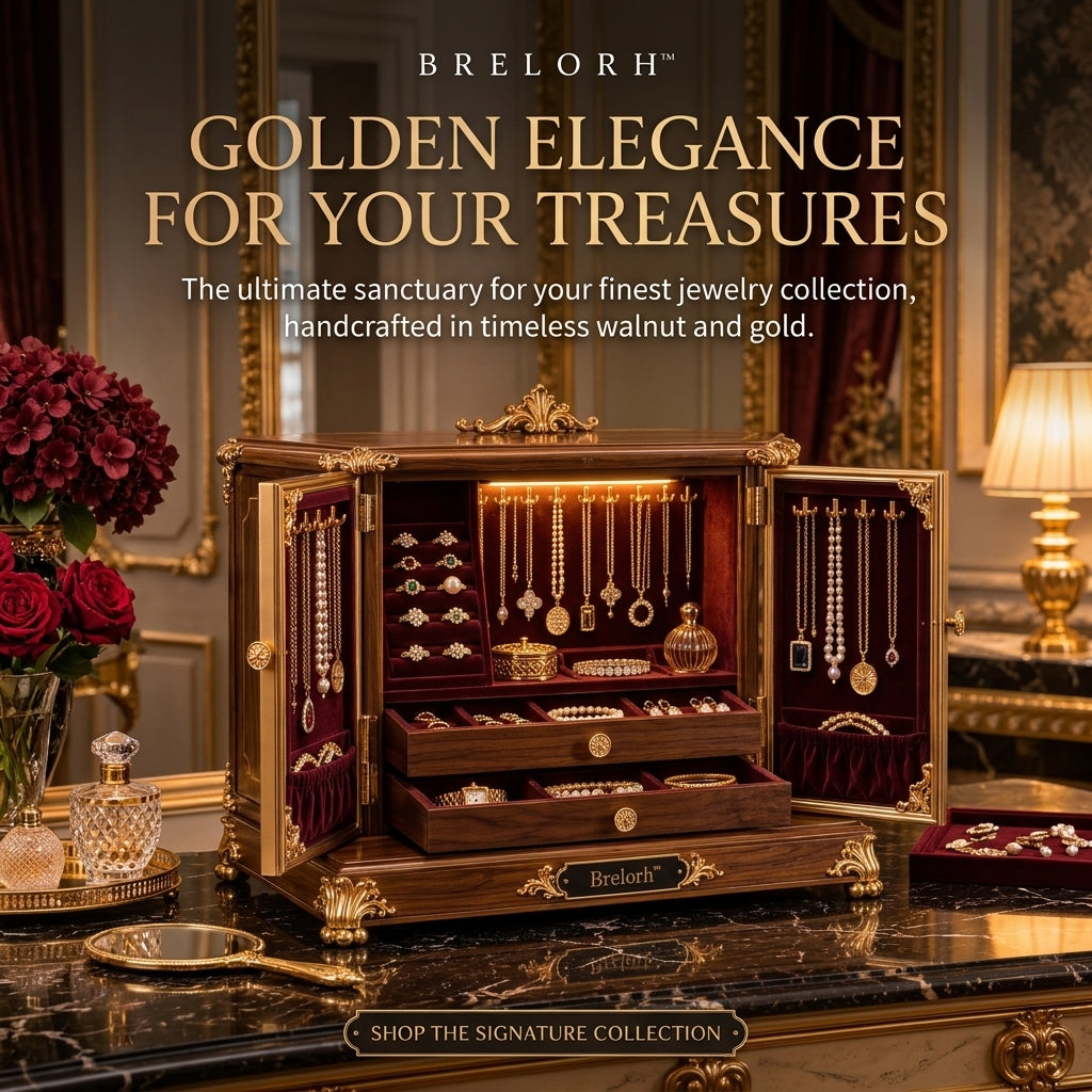 Brelorh™ Valence Burgundy Walnut-Style Jewelry Cabinet — image 1
