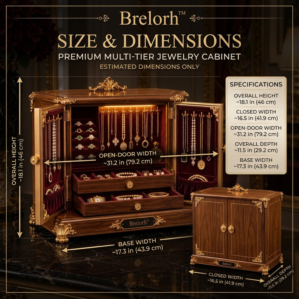 Brelorh™ Valence Burgundy Walnut-Style Jewelry Cabinet — image 2