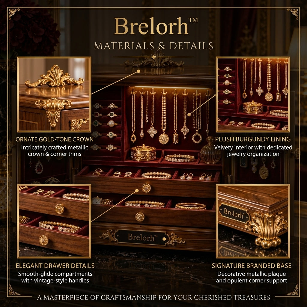 Brelorh™ Valence Burgundy Walnut-Style Jewelry Cabinet — image 4