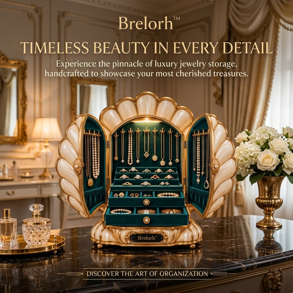 Brelorh™ Camellia Emerald Shell Jewelry Cabinet — image 1