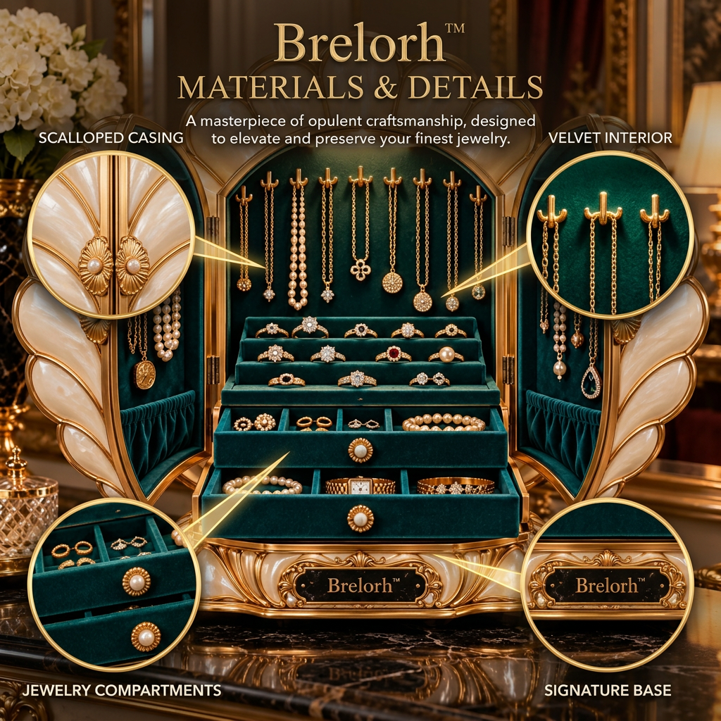 Brelorh™ Camellia Emerald Shell Jewelry Cabinet — image 4