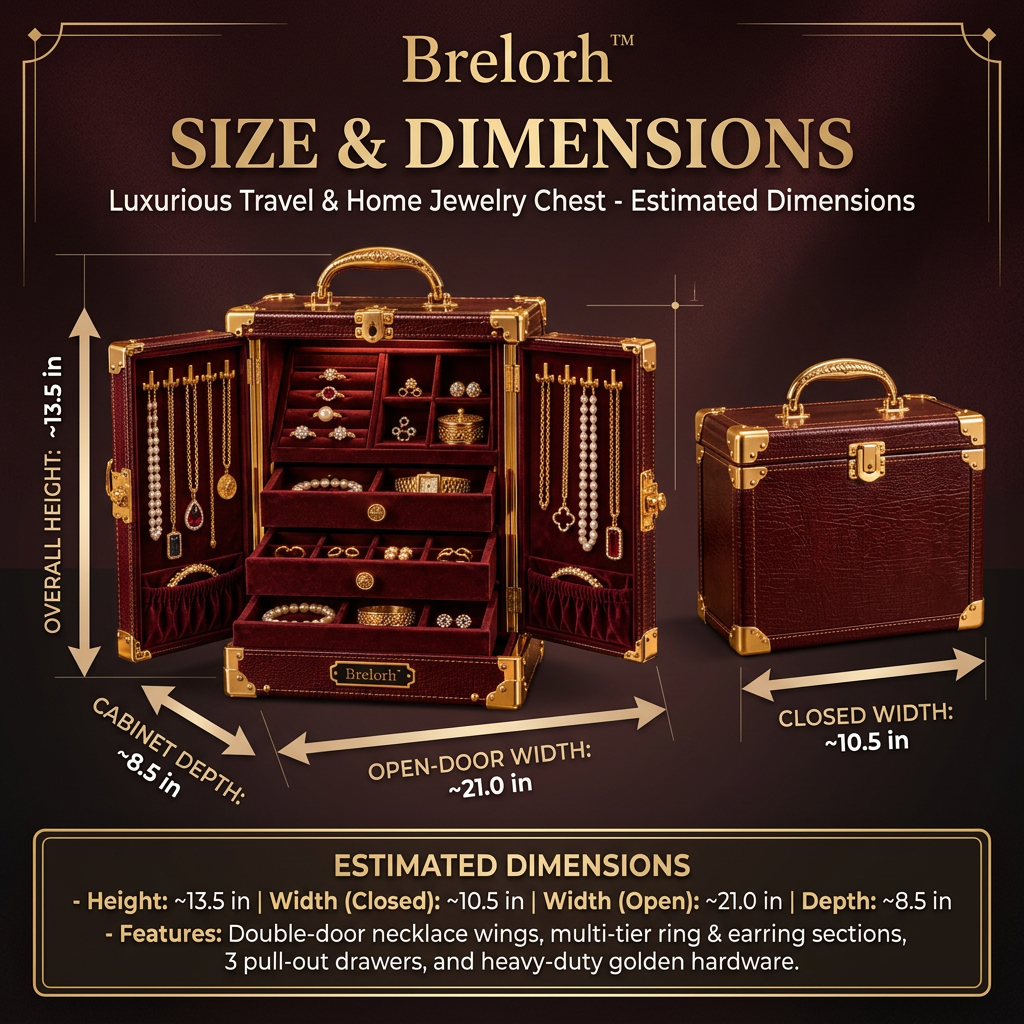 Brelorh™ Marquise Burgundy Handle-Top Jewelry Cabinet — image 2