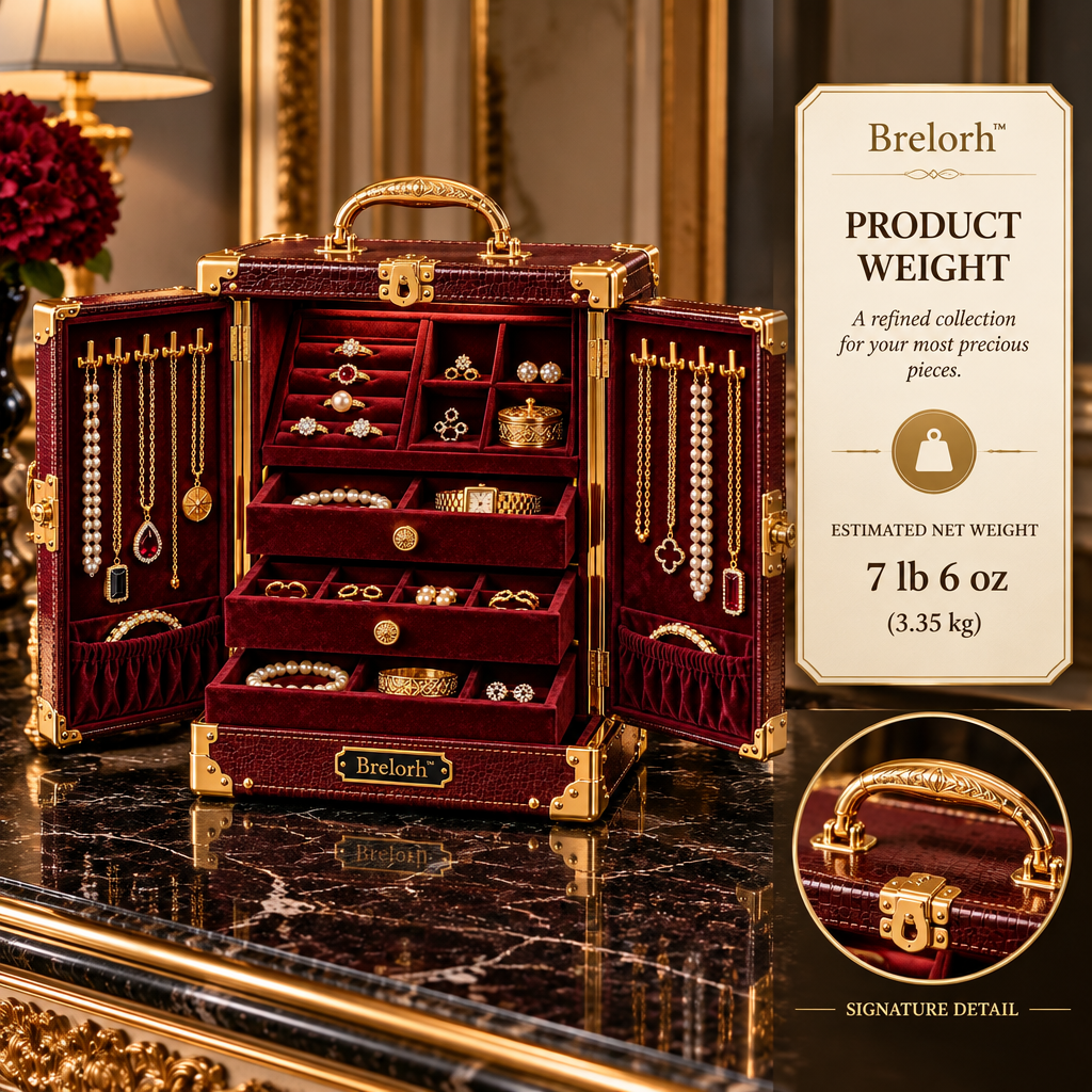 Brelorh™ Marquise Burgundy Handle-Top Jewelry Cabinet — image 3