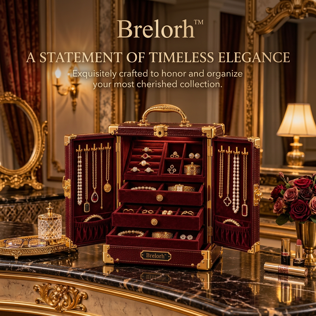 Brelorh™ Marquise Burgundy Handle-Top Jewelry Cabinet — image 5