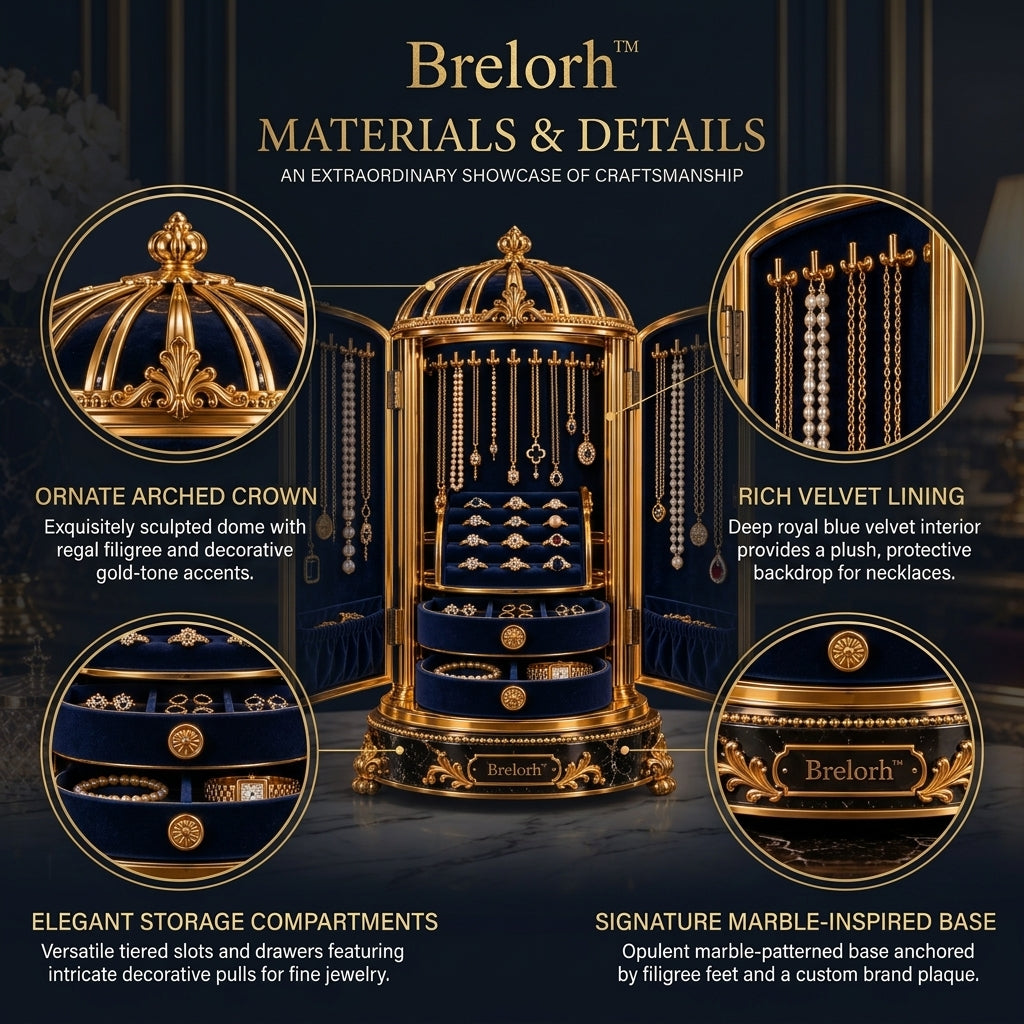 Brelorh™ Celeste Midnight Blue Domed Jewelry Cabinet — image 4