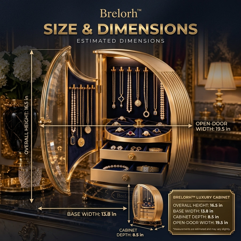 Brelorh™ Solenne Curved Gold and Navy Jewelry Cabinet — image 2