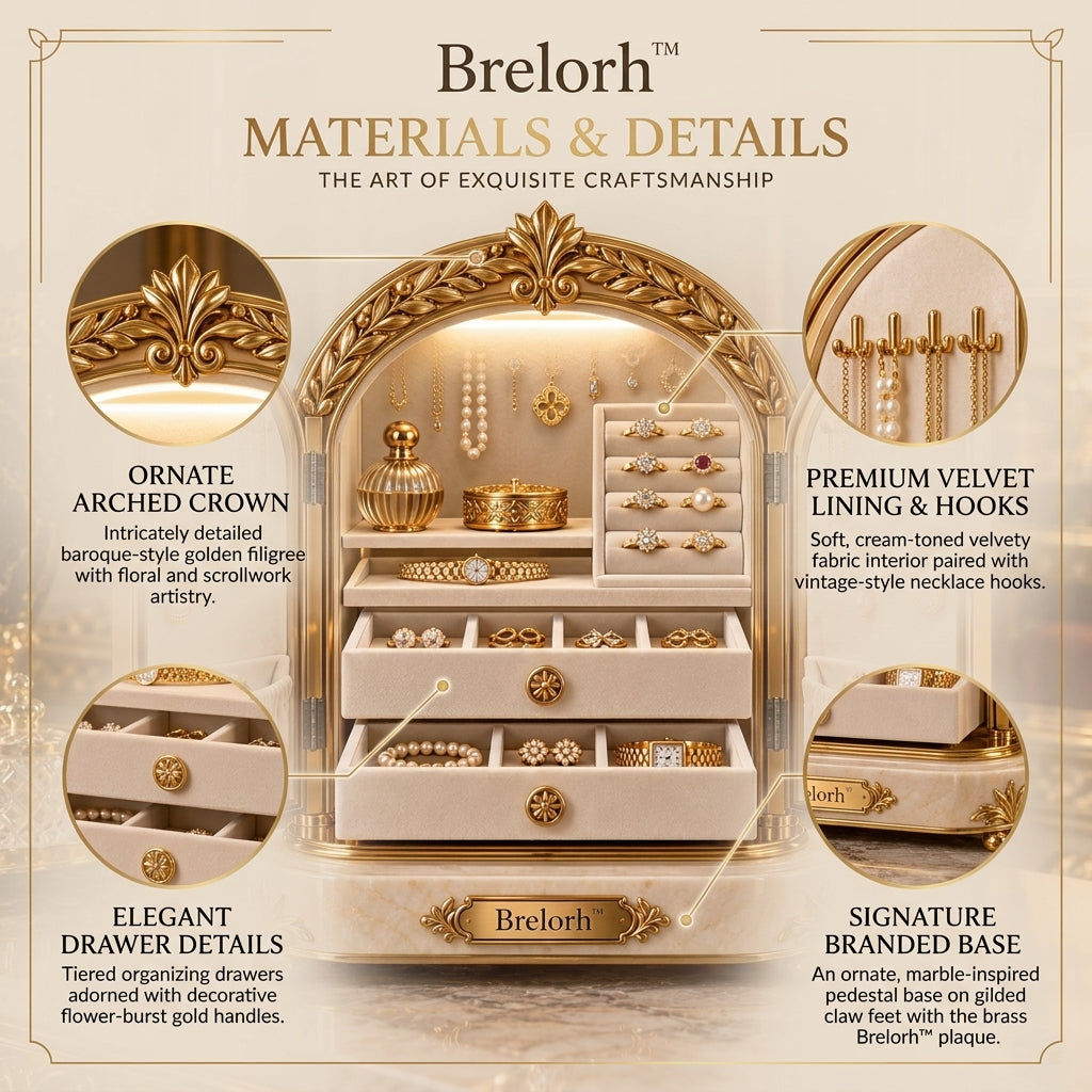 Brelorh™ Elysian Ivory Crowned Jewelry Cabinet — image 4