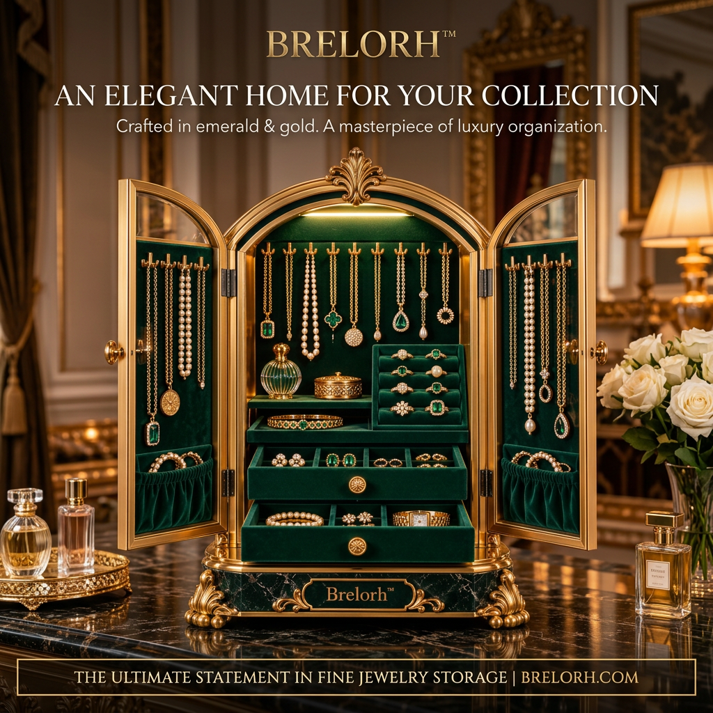 Brelorh™ Verdant Emerald Arched Jewelry Cabinet — image 1