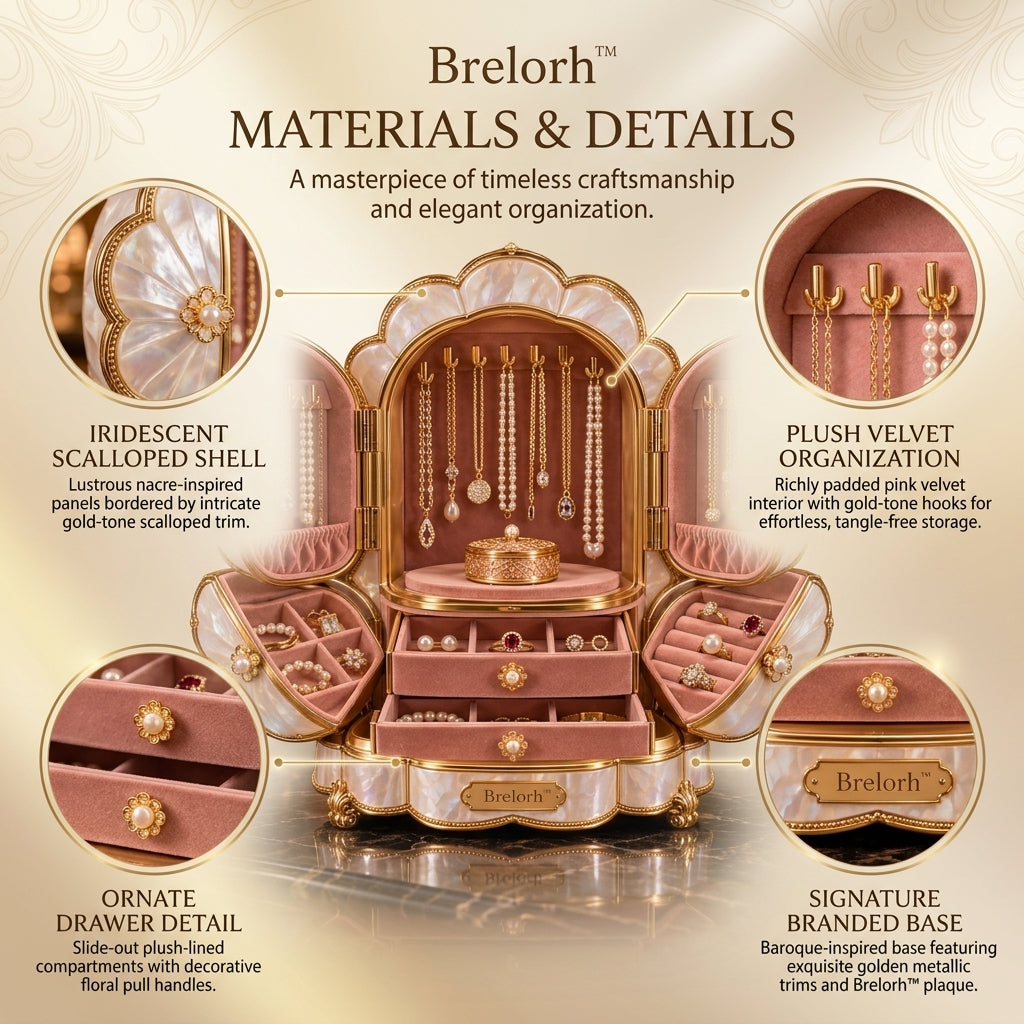 Brelorh™ Rosaline Blush Shell Jewelry Cabinet — image 4