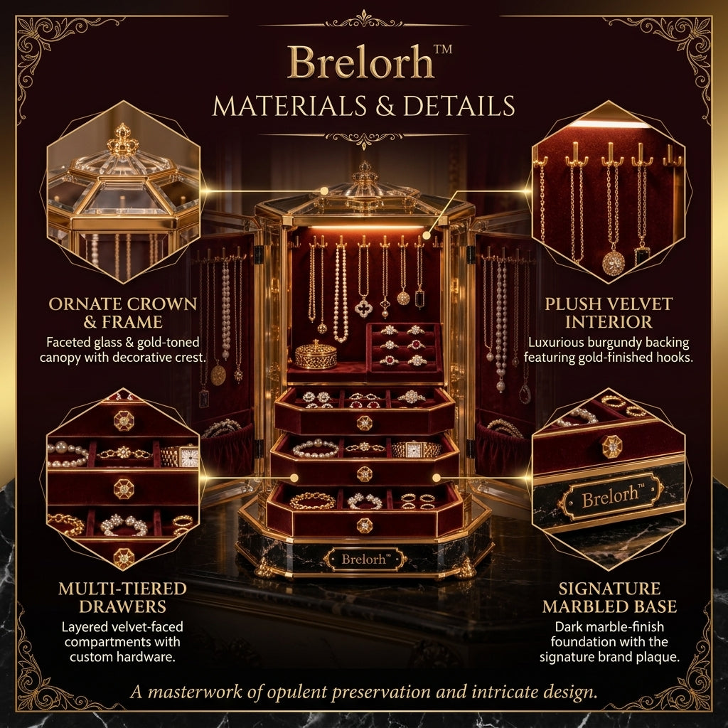 Brelorh™ Aurelia Crowned Burgundy Round Jewelry Cabinet — image 4