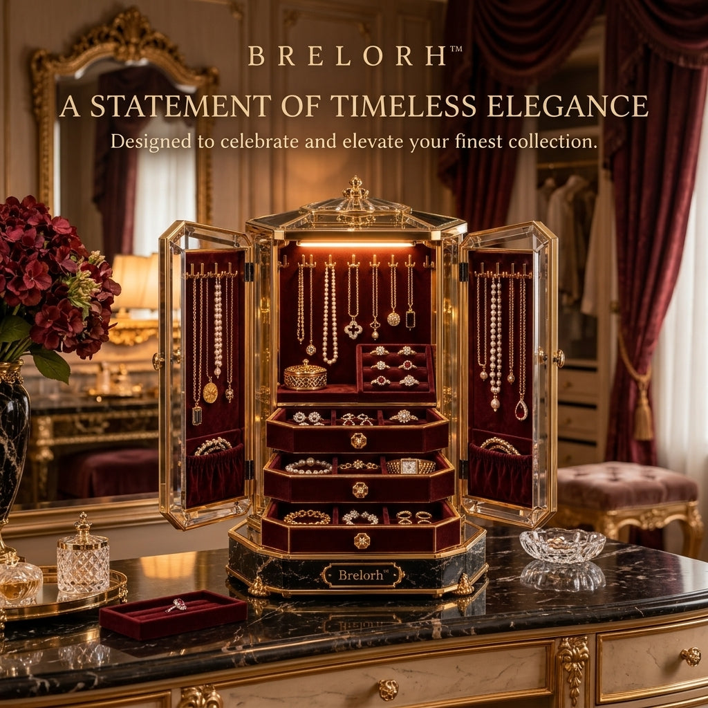 Brelorh™ Aurelia Crowned Burgundy Round Jewelry Cabinet — image 5