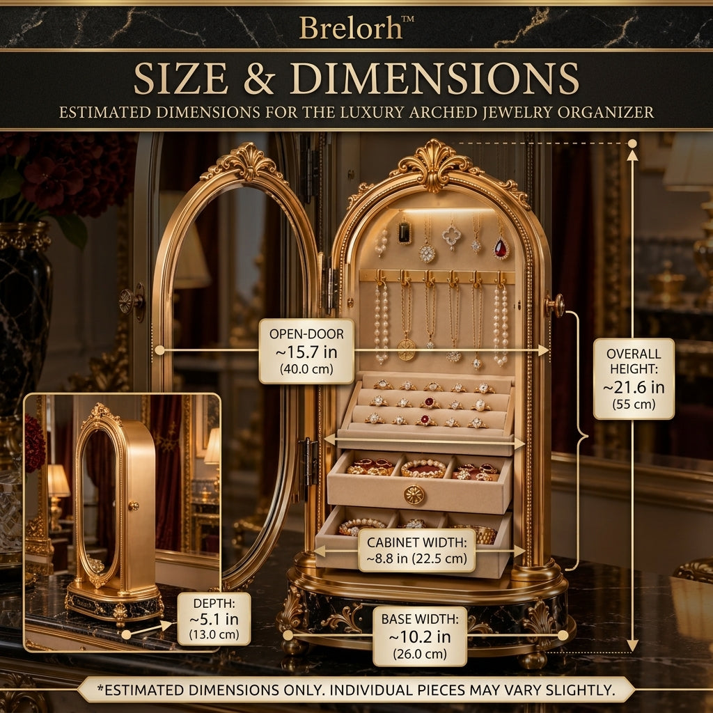 Brelorh™ Lumière Ivory Tall Mirror Jewelry Cabinet — image 2