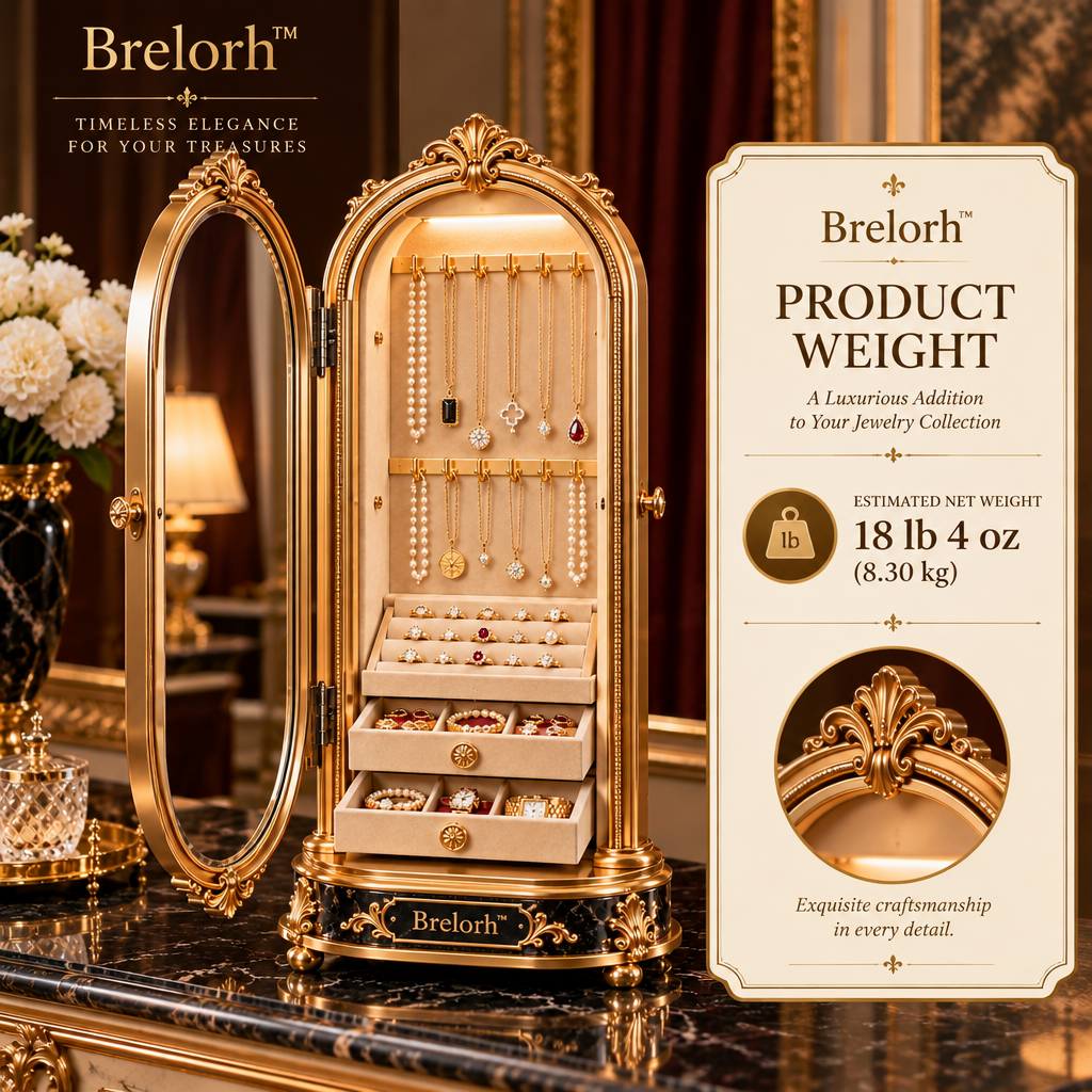 Brelorh™ Lumière Ivory Tall Mirror Jewelry Cabinet — image 3