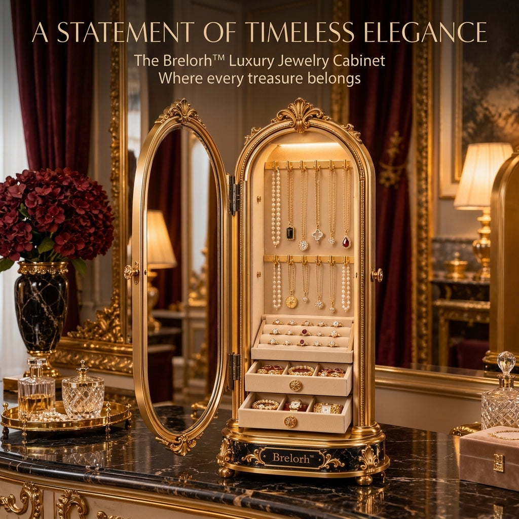 Brelorh™ Lumière Ivory Tall Mirror Jewelry Cabinet — image 5